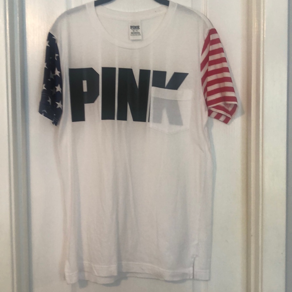 Pink American flag sleeve shirt